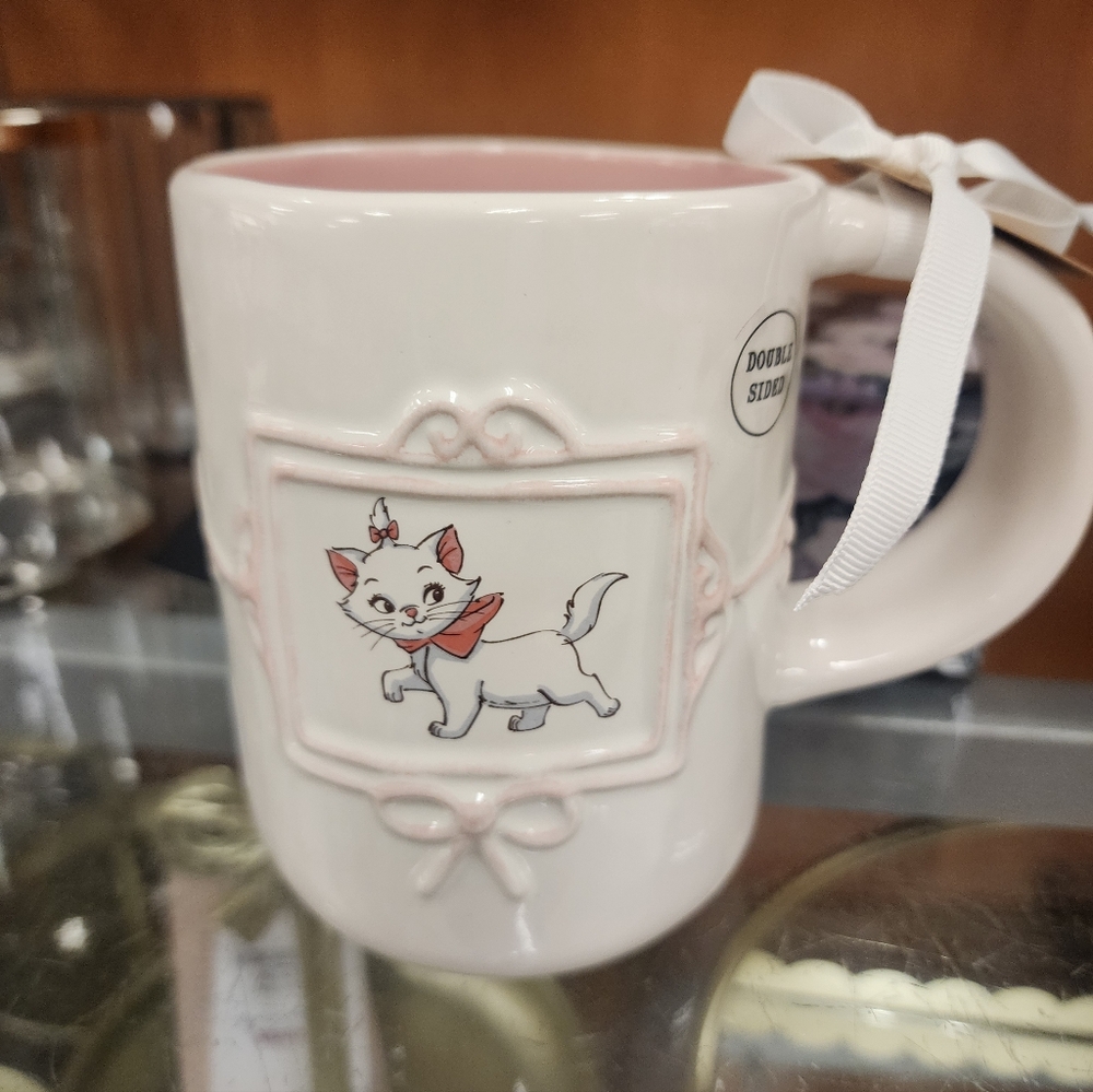 Rae Dunn Disney Aristocat Marie   Charming Cat Mug with Pink Interior